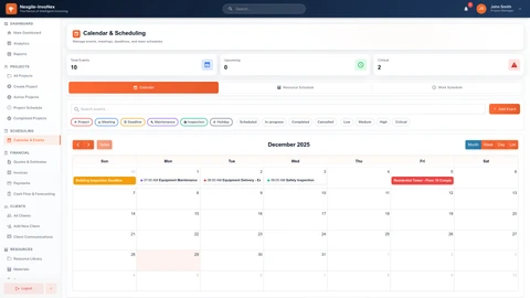 Calendar View - Project scheduling with milestones and team deadlines